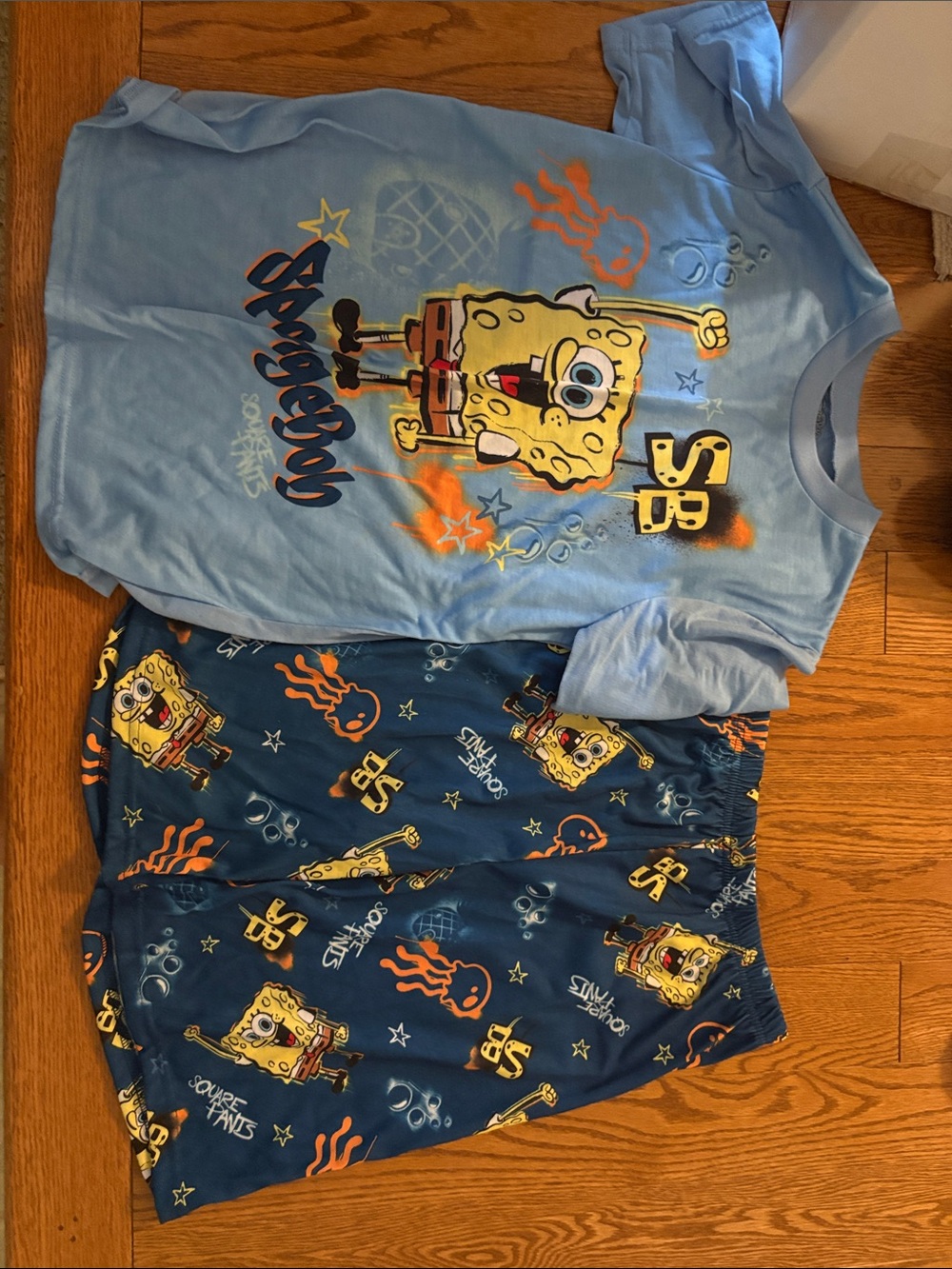 SpongeBob Squarepants Blue & Dark Blue Short Sleeve Pajama Set